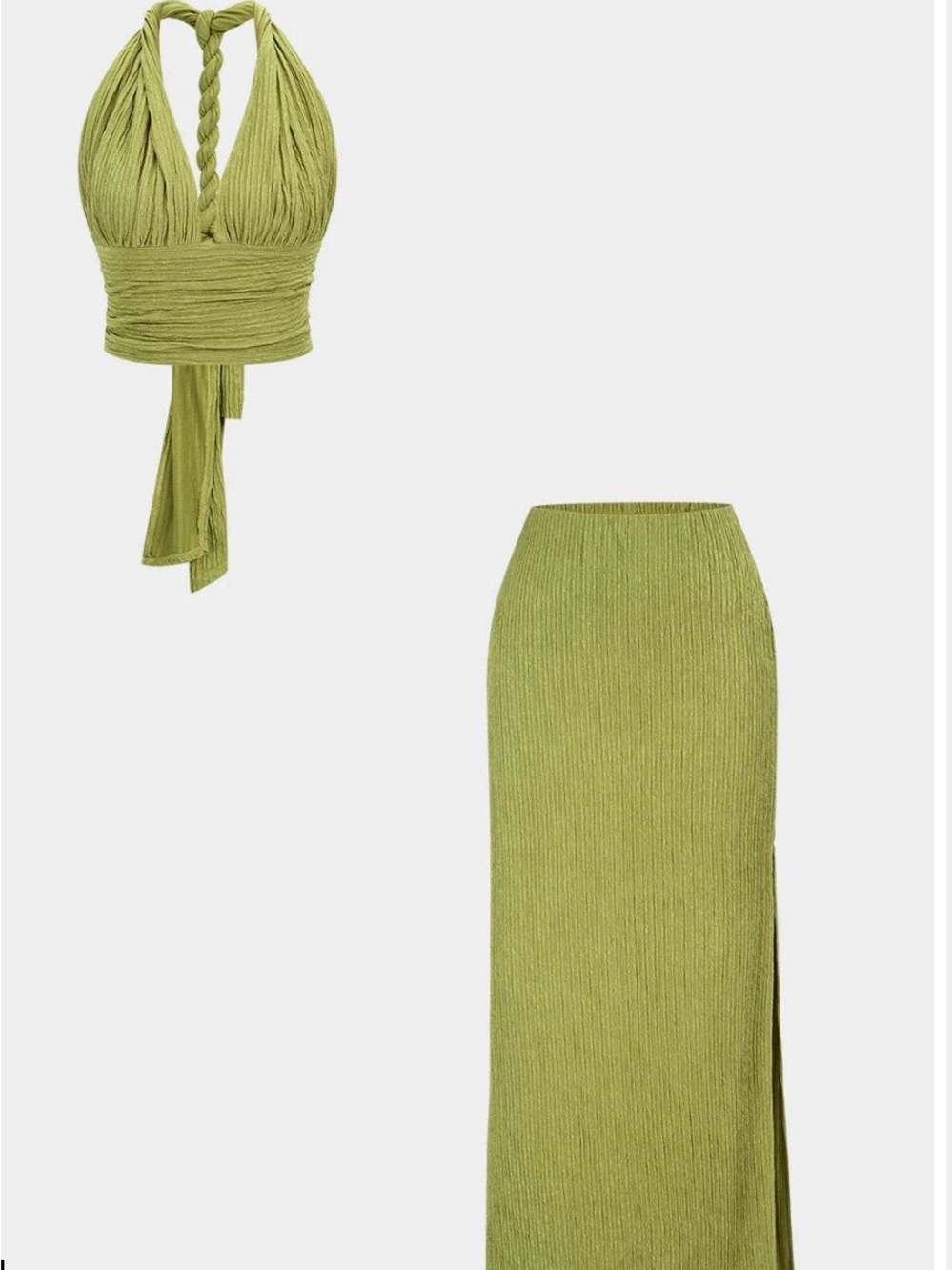 Olive Green Knit Maxi Skirt - Women Skirts